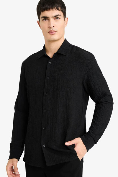 DeFacto Modern Fit Black Men's Shirt D7246Ax/Bk27