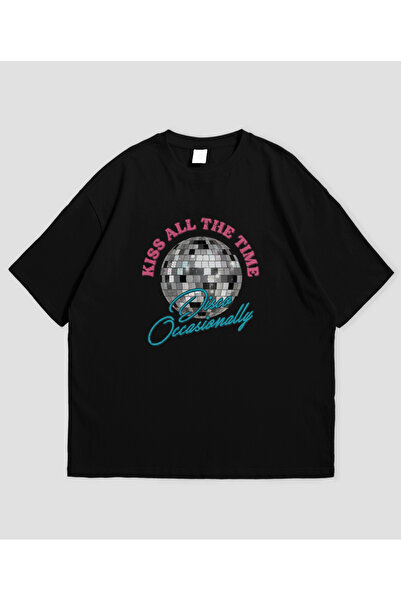 SVART WEAR Kiss All the Time. Disco, Occasionally Printed Oversized Unisex T-...