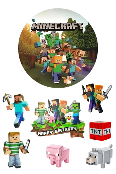 telaşe memuru Minecraft Pasta Süsü - Minecraft Yenilebilir Pasta Resmi ve Yen...