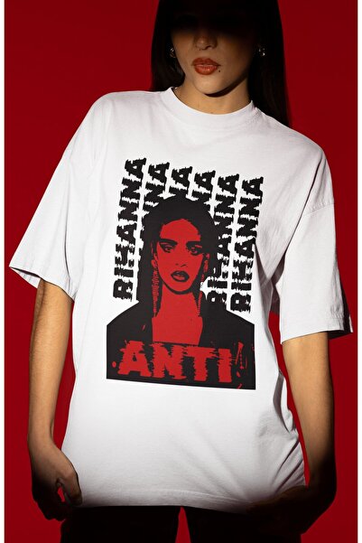 SEVBANO تي شيرت Design Rihanna Anti Singer مطبوع للجنسين مقاس كبير