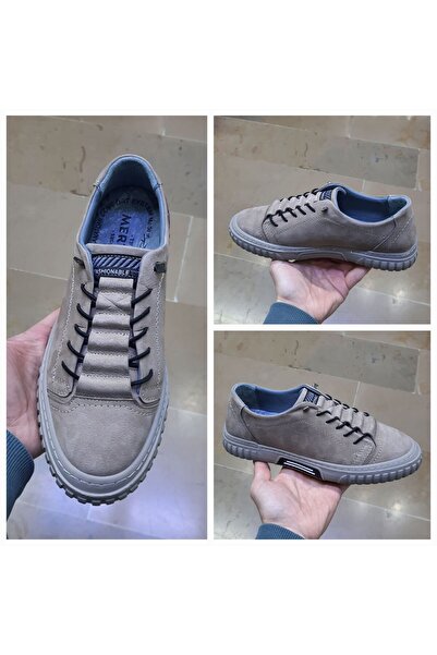 Mertto ERKEK İÇİ-DIŞI HAKİKİ DERİ ORTOPEDİK MEVSİMLİK,RAHAT SİYAH-BEJ NUBUK C...