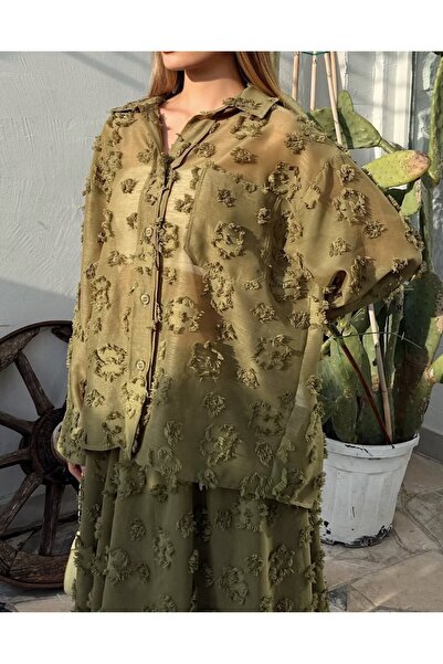 Lavanta Tekstil Με κέντημα Σετ πουκάμισο και φούστα από σιφόν