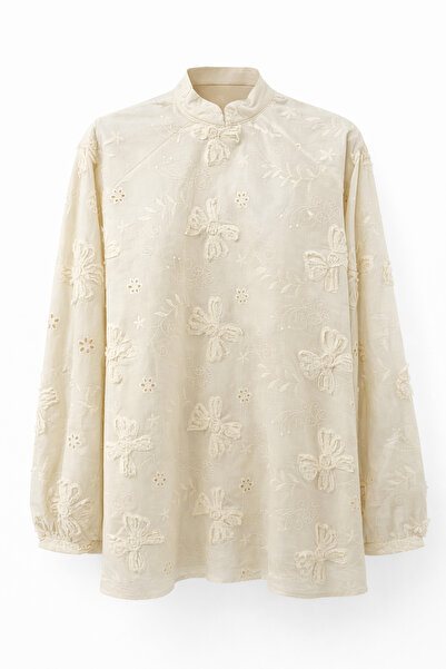 HAZELANNA Bluză bej cu broderie în relief
