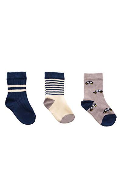 ebebek Hello Baby HelloBaby Erkek Bebek 3lü Soket Çorap Araba Baskılı