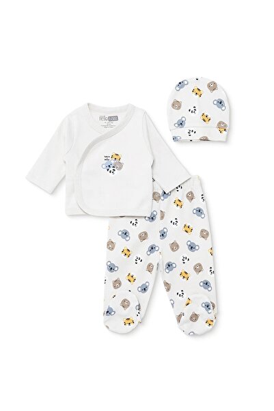 ebebek Hello Baby HelloBaby Erkek Bebek Zıbın-Şapka-Alt Hayvan Baskılı Çıtçıt...