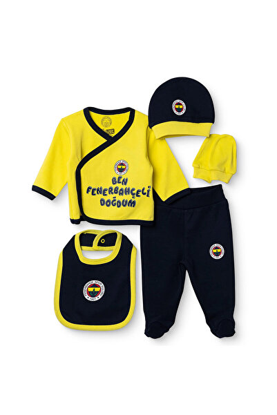 Fenerbahçe Unisex 5li Hastane Çıkışı Lisans Baskılı Çıtçıtlı Zarf Yaka Uzun K...