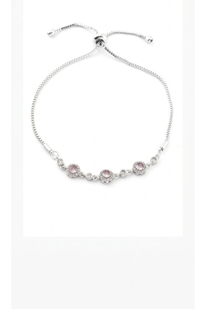 Swarovski Crystal سوار قابل للتعديل مرصع بالحجر الوردي المستدير