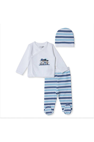 ebebek Hello Baby Hellobaby Baby Boy Bodysuit-Hat-Pants Animal Printed Snap F...