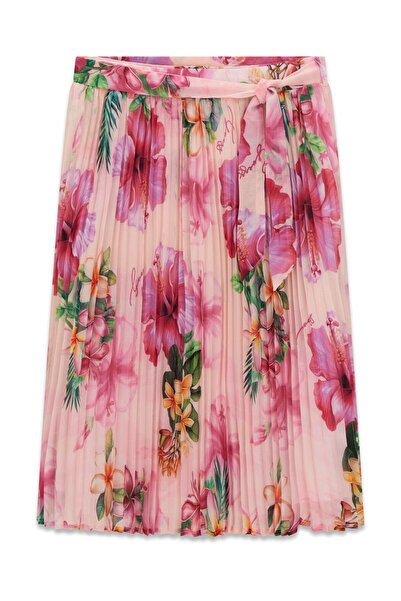 Guess تنورة شيفون بثنيات لفّ