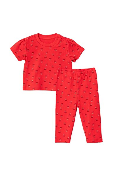 ebebek Hello Baby HelloBaby Kız Bebek Tişört-Tayt Kiraz Baskılı Çıtçıtlı Bisi...