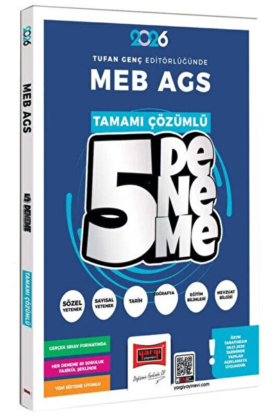 Yargı Yayınları Yargı 2026 MEB-AGS Tüm Dersler 5 Deneme Çözümlü - Tufan Genç