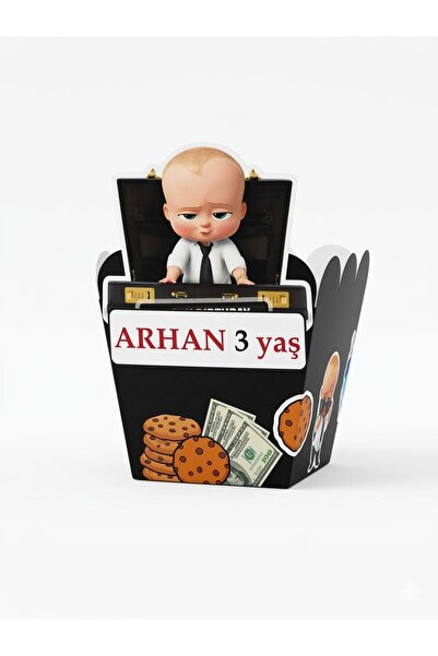 Genel Markalar Kişiye Özel İsimli Patron Bebek Boss Baby Temalı *popcorn (MISIR) Kutusu *8'li Paket
