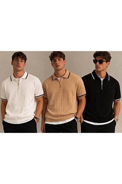 pepule Set avantajos din material reiat piese Tricou cu fermoar pentru bărbaț...