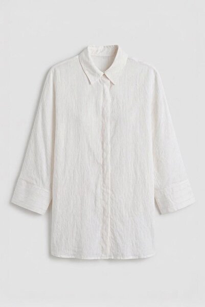 BSL Keten Karışımlı Oversıze Gömlek