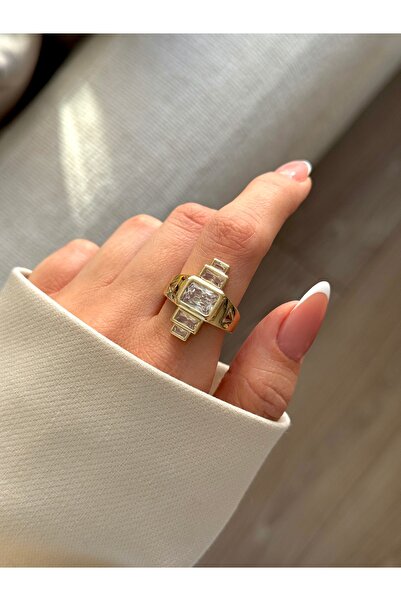 YOUES JEWELRY Gold Plated Zircon Stone Adjustable Ring