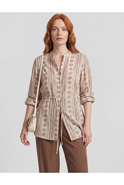 KYR Patterned Viscose Blouse Brown