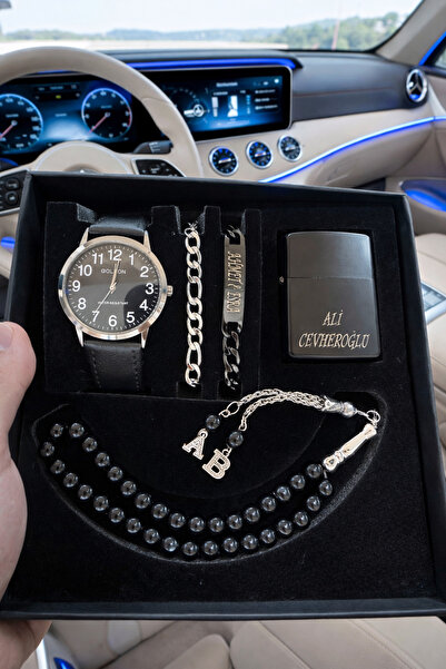 A-STİL TAKI Erkek Kişiye Özel Hediye Çakmaklı Saat Seti