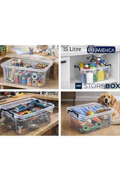 TG STEEL DESİNG 15 Liter Storage Box with Lid Multi-Purpose Organizer Transpa...