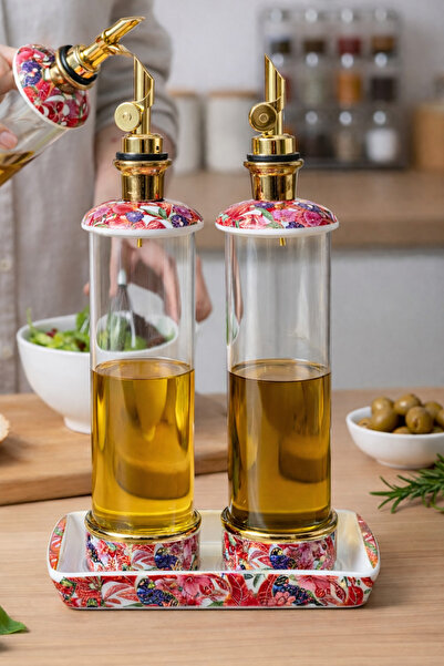 LOVER'S KİTCHEN aradığınız herşey Lüks Premium 2 Li Porselen Standlı Cam Yağd...