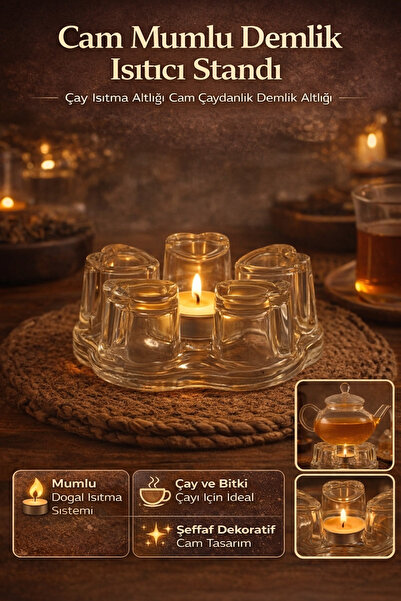 Hane Dostu Cam Mumlu Demlik Isıtıcı Standı Çay Isıtma Altlığı Cam Çaydanlık D...