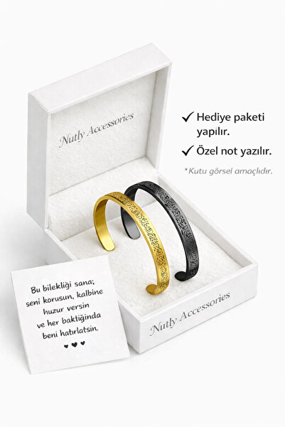 Nutly Accessories Ayetel Kürsi Bileklik Çift Renk Çelik Bileklik Ayarlanabili...