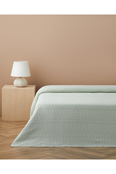 English Home Leafline Baskılı Pamuklu Çift Kişilik Pike 200x220 cm Yeşil