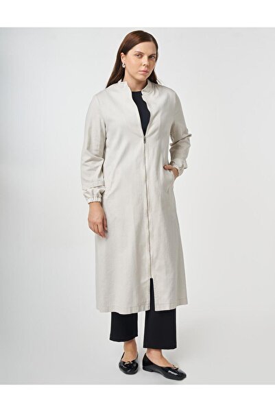 Kayra Kapüşonlu Gabardin Kap Gri