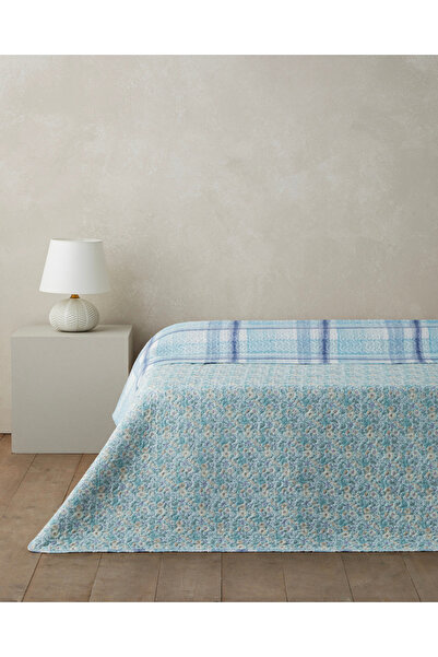 English Home Misty Flora Çift Kişilik Çok Amaçlı Örtü 200x220 cm Açık Mavi