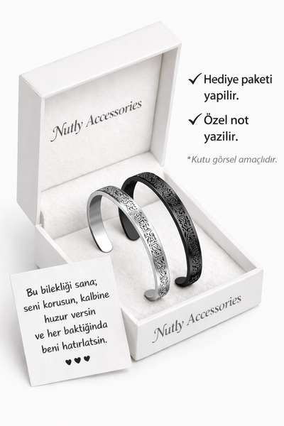 Nutly Accessories Ayetel Kürsi Bileklik Çift Renk Çelik Bileklik Ayarlanabili...