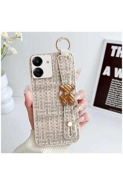 Zebana Redmi 13C Compatible Case Teddy Silicone Case Beige