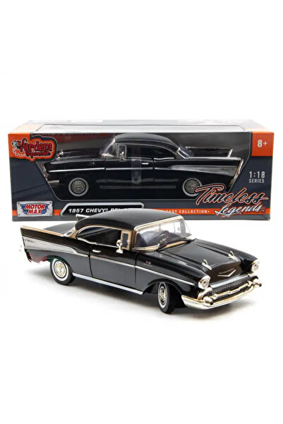 Motor Max 1:18 1957 Chevy Bel Air Siyah Klasik Model Araba - 73180