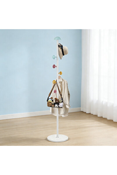 Klyte علاقة ملابس أرضية بخطافات ملونة، منظم علاقات ملابس وردي لطيف، ديكور منز...