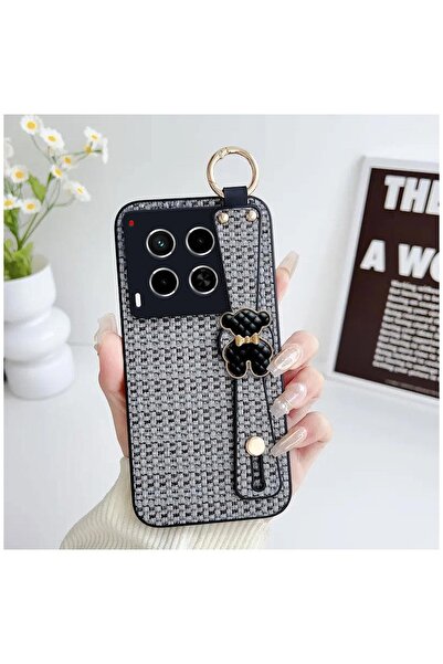 Pro Aksesuar Tecno Camon 30 Compatible Case with Teddy Bear Detail Tweed Sili...
