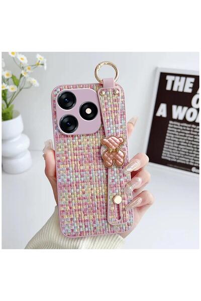 Zebana حافظة متوافقة مع هاتف TECNO Spark 10C، حافظة سيليكون تيدي باللون الوردي