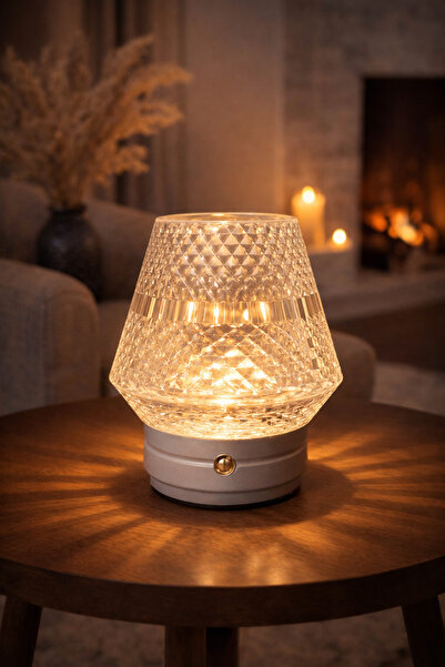 Edison Şarjlı Dokunmatik Kristal Masa Lambası 4 Renk Işık Modlu RGB Dekoratif...