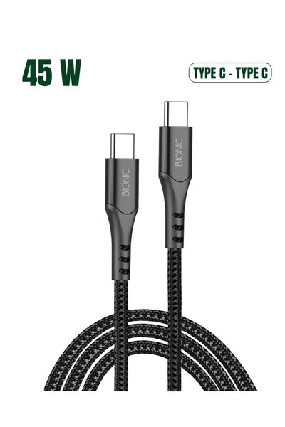 Bionic 45W USB-C to USB-C Fast Charging Cable - Nylon Braided, PD Support, Du...
