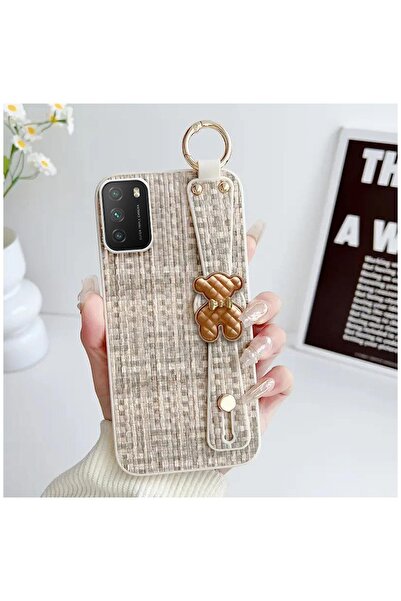 Zebana Poco M3 Compatible Case Teddy Silicone Case Beige