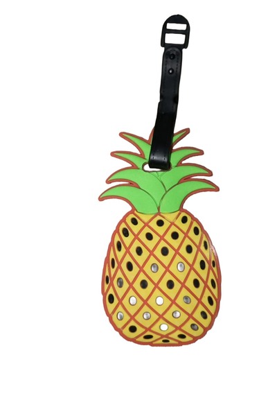 tag Ananas Detaylı Renkli Slikonlu İsimlikli Valiz Etiketi-Bagaj Etiketi HM34