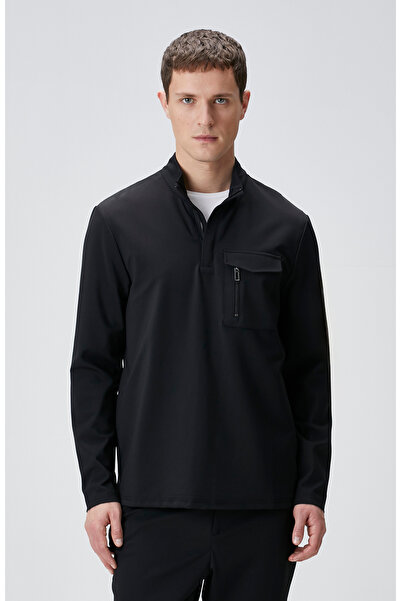 Network N-Tech Siyah Göğüs Cep Detaylı Sweatshirt