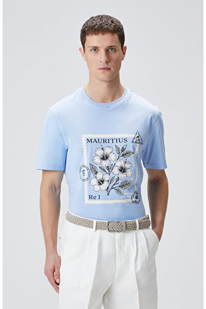 Network Mavi Baskılı T-shirt