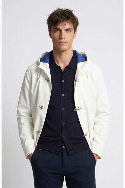 Network Kırık Beyaz Kapüşon Yaka Denizci Mont