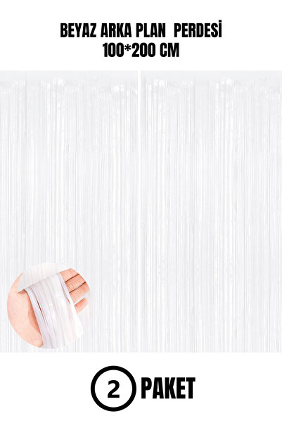 Bunloon Beyaz Arka Plan Perdesi 100x200 cm 2 PAKET Parti Arka Fon Perdesi