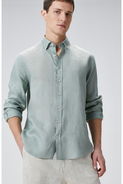 Network Yeşil Keten Gömlek