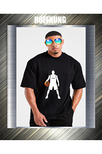 HOFFNUNG Unisex Short Sleeve Round Neck Basketball Player Printed Solid Color...