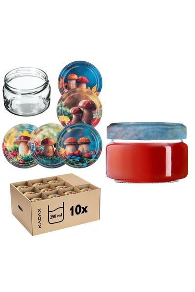 KADAX 10 buc. Borcane 250 ml pentru dulceață, gem, miere, sticlă Fi 82