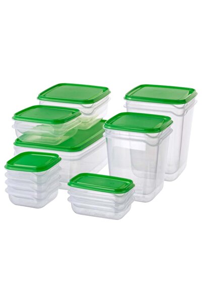 Generic Ikeaa-Pruta Food Container 601.496.73, Set of 17, Green