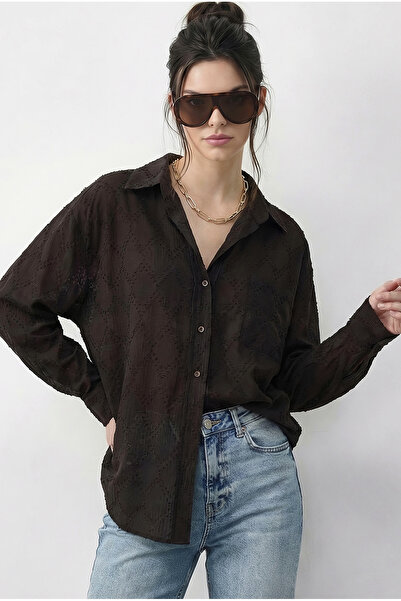 Bianco Lucci Women's Self-Designed Textured Patterned Cotton Piece Shirt 8114...