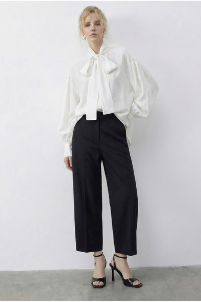 Bianco Lucci Bluză de damă cu detaliu de legare la guler 8101 60286018