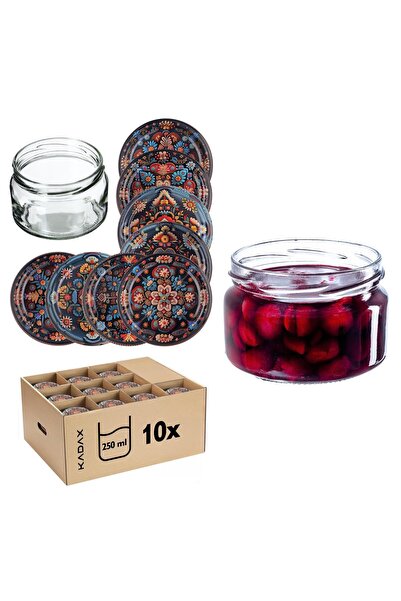 KADAX 10 buc. Borcane 250 ml pentru dulceață, gem, miere, sticlă Fi 82