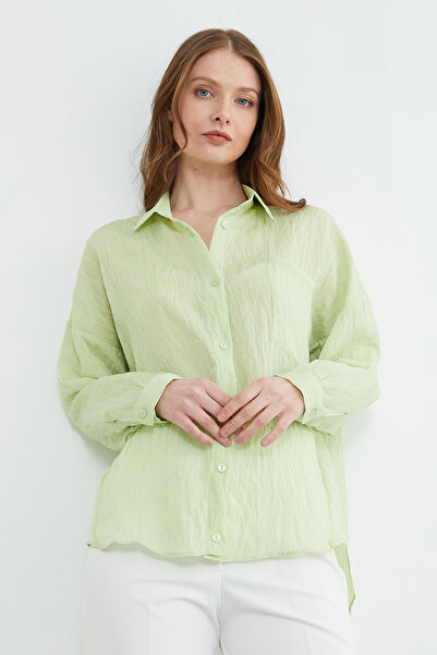 Fulla Moda Tek Pocketed Cross Buttoned Oversized Shirt